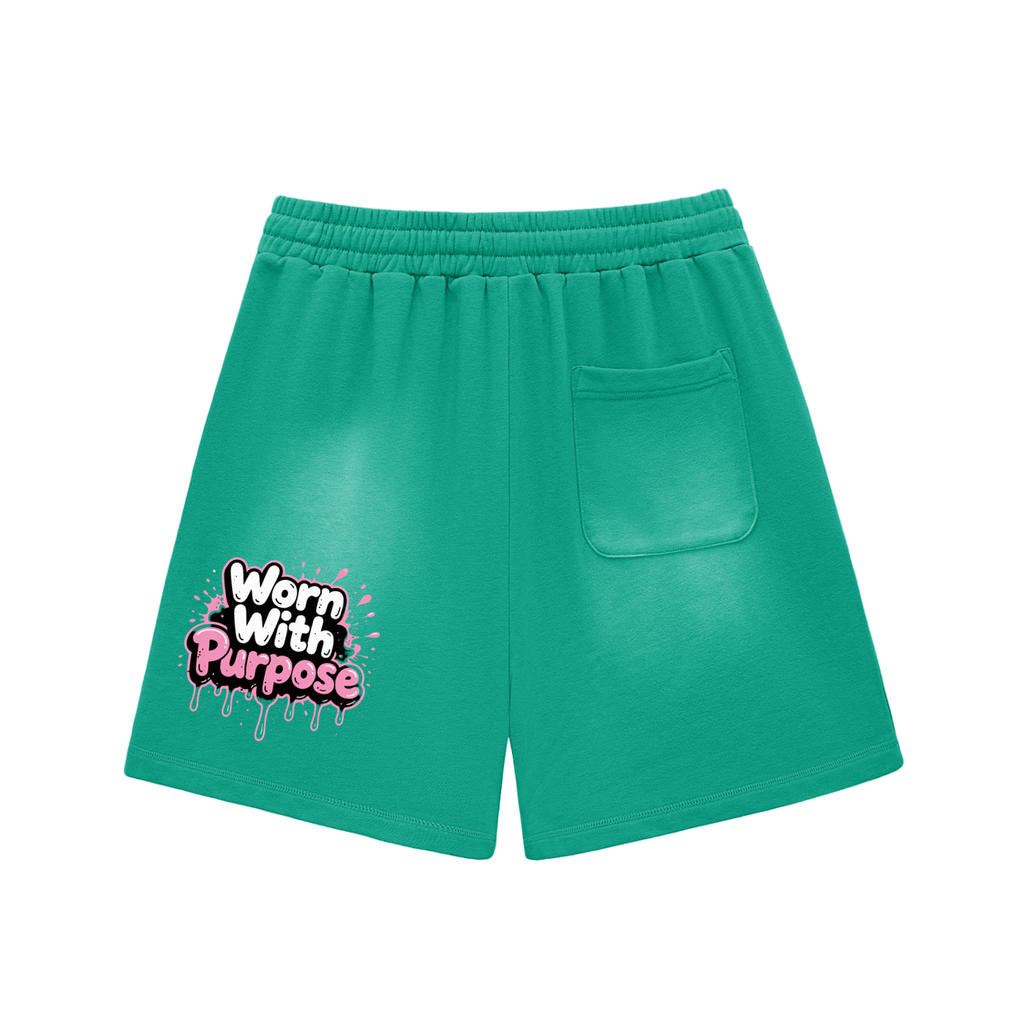 Sun Fade Raw Edge Cotton Shorts